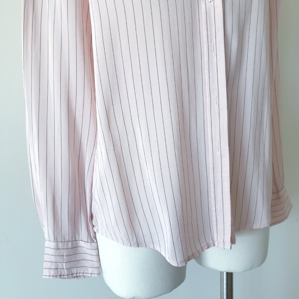 Joe pink silk blouse silk shirt striped button down shirt - Picture 4 of 7